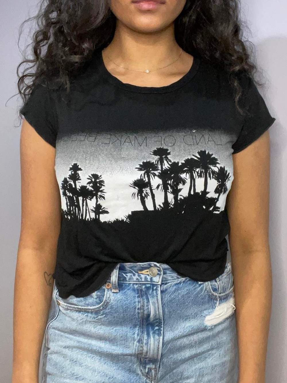 Aerie Soft & Sexy Black Palm Graphic T-Shirt Women’s M